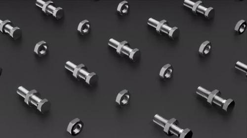 Videohive - Nuts and Assembled Bolts Loop Background - 42976504 - 42976504