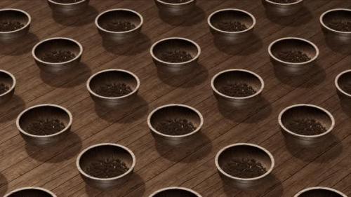 Videohive - Coffee Bean Bowls on the Wood Table - 42976505 - 42976505