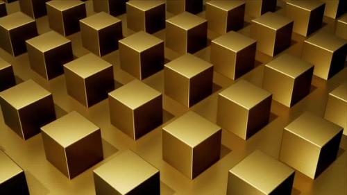 Videohive - Gold Metal Cubes Background Loop - 42976515 - 42976515