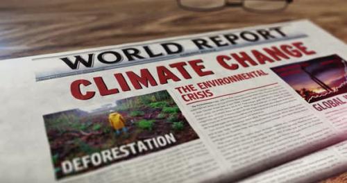 Videohive - Climate change and environmental crisis newspaper on table - 43043104 - 43043104