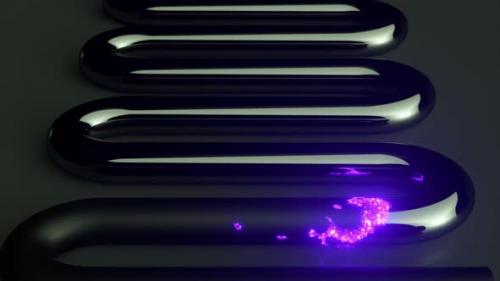 Videohive - Purple Neon Particles Move Through a Black Glossy Tube - 43088179 - 43088179