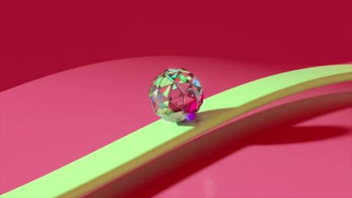 Videohive - A Loopable 3d Render Animation of Ball Sliding Diamond Red and Yellow Wave Surface - 43088539 - 43088539