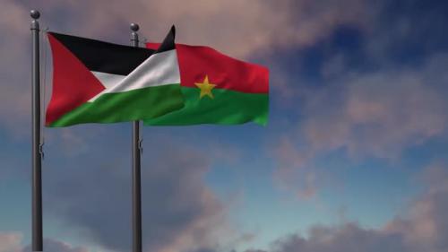 Videohive - Burkina Faso Flag Waving Along With The Palestine Flag - 2K - 43108704 - 43108704