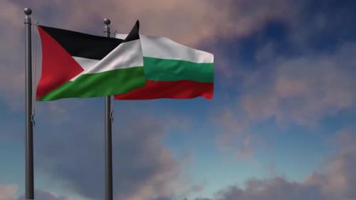 Videohive - Bulgaria Flag Waving Along With The Palestine Flag - 4K - 43108709 - 43108709