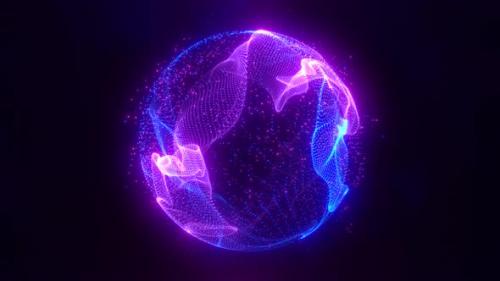 Videohive - Abstract round blue to purple sphere light bright glowing from energy rays and magic waves from part - 43112694 - 43112694