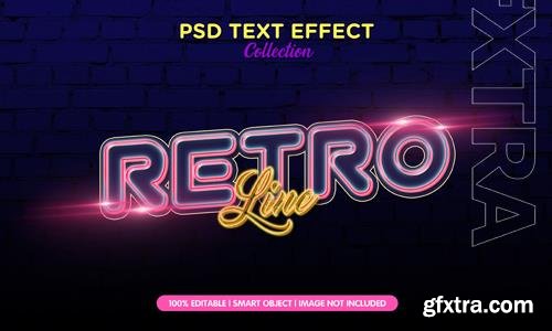 PSD retro line neon style text effect