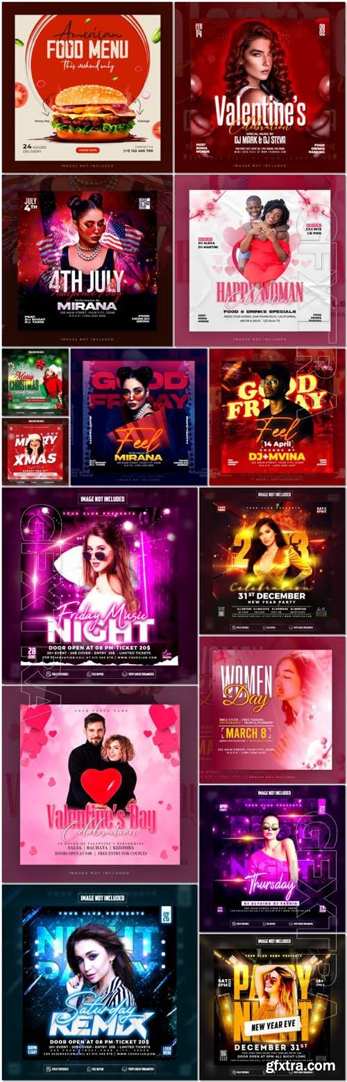 Flyer social media post, psd banner set vol 47