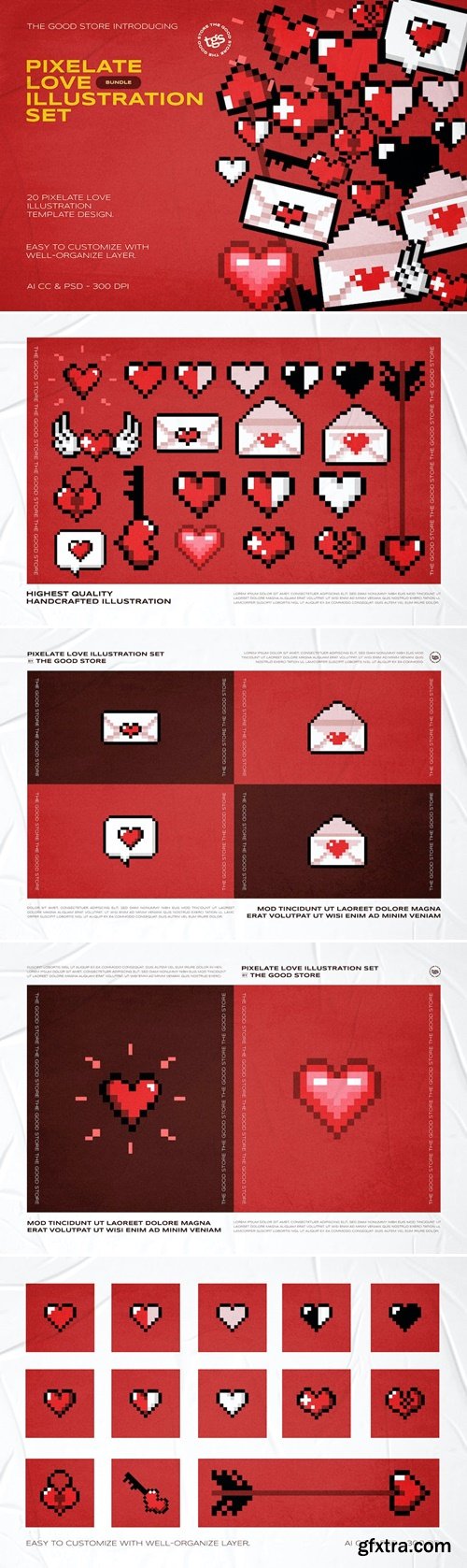 Pixelate Love Illustration Set ZHNM7DT