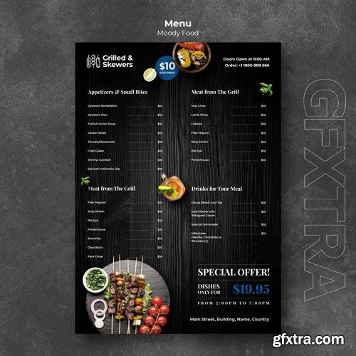 PSD grilled food and veggies restaurant menu template