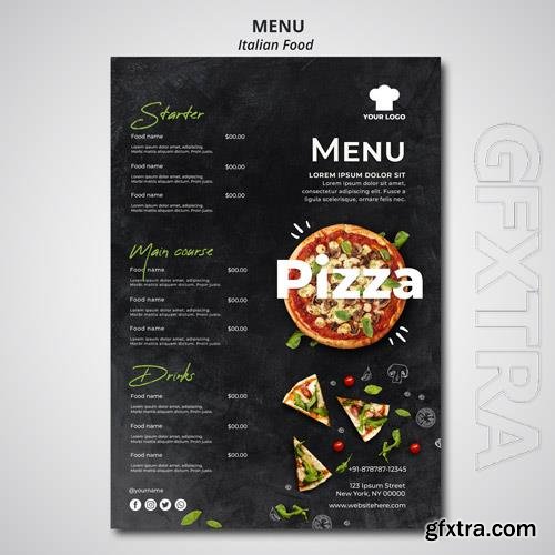 PSD menu for traditional italian food restaurant