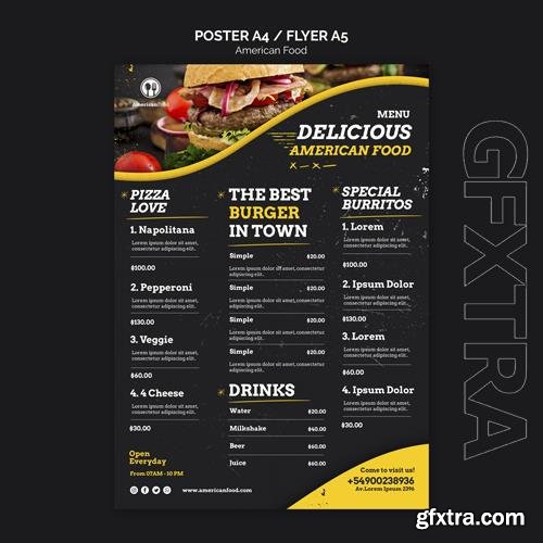 PSD menu design american food