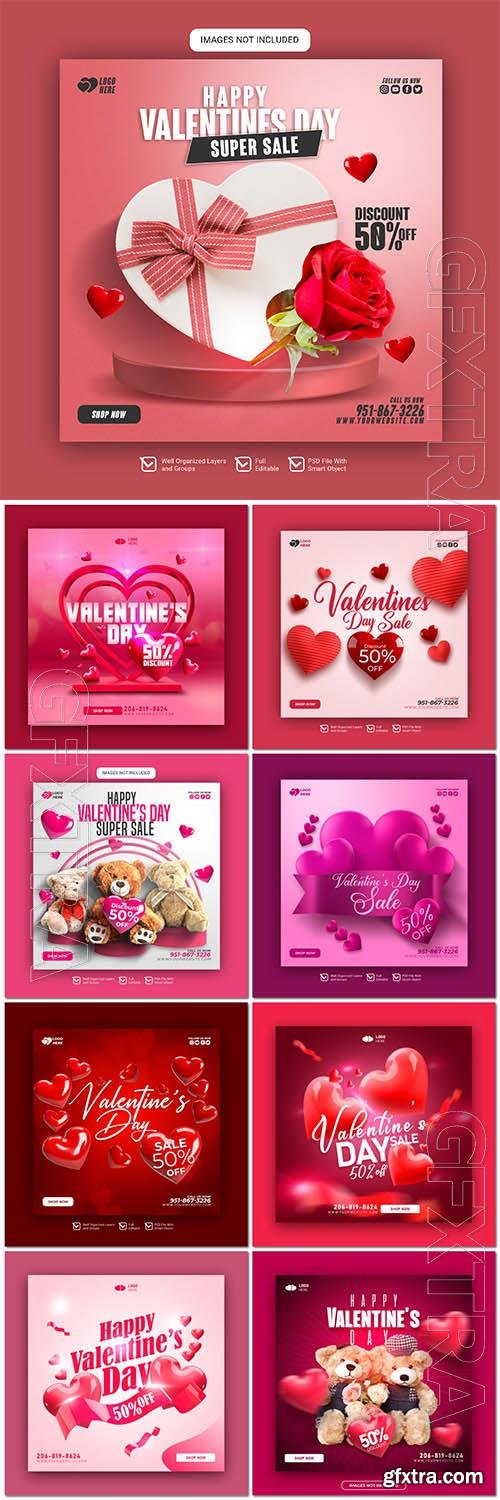 PSD happy valentine's day post template vol 2