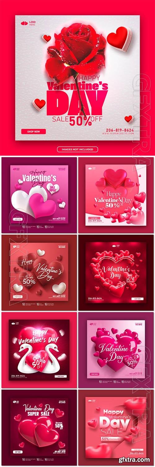 PSD happy valentine's day post template vol 3