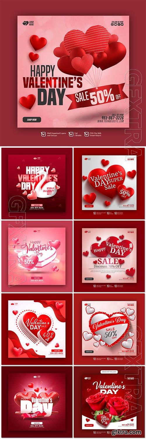 PSD happy valentine's day post template vol 1