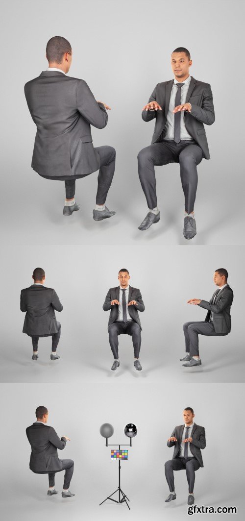 Businessman sitting and using laptop 206 VR / AR / low-poly 3d model