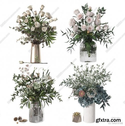 Flowers in a vases 3d model