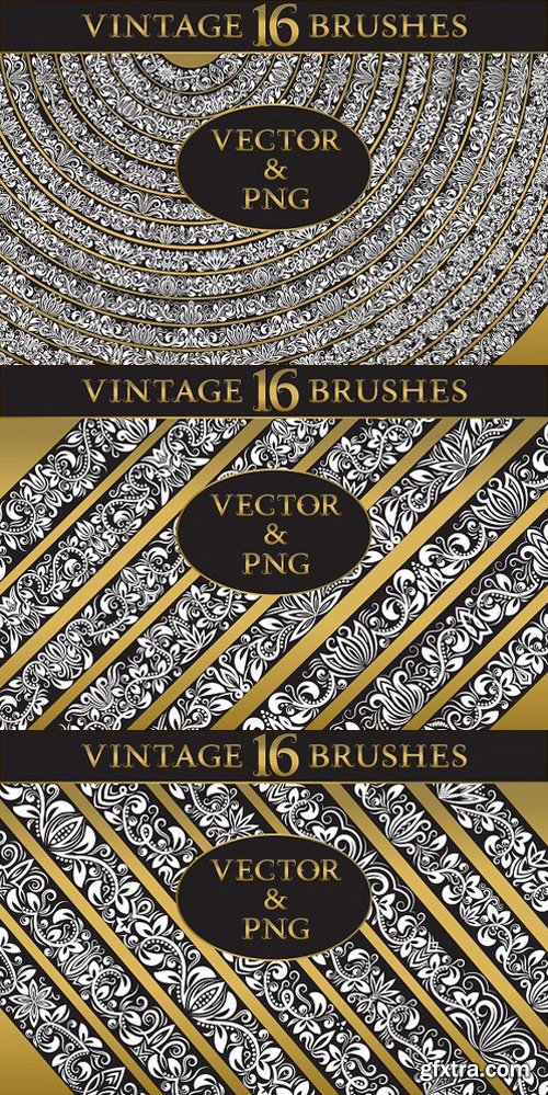 16 vintage floral brushes