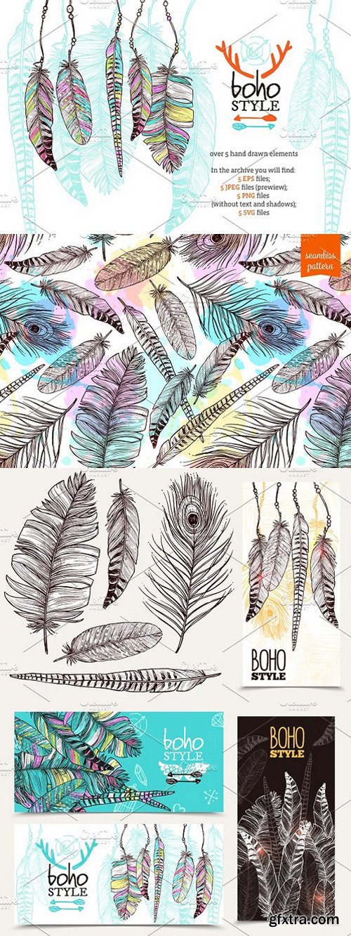 Boho Feathers Set