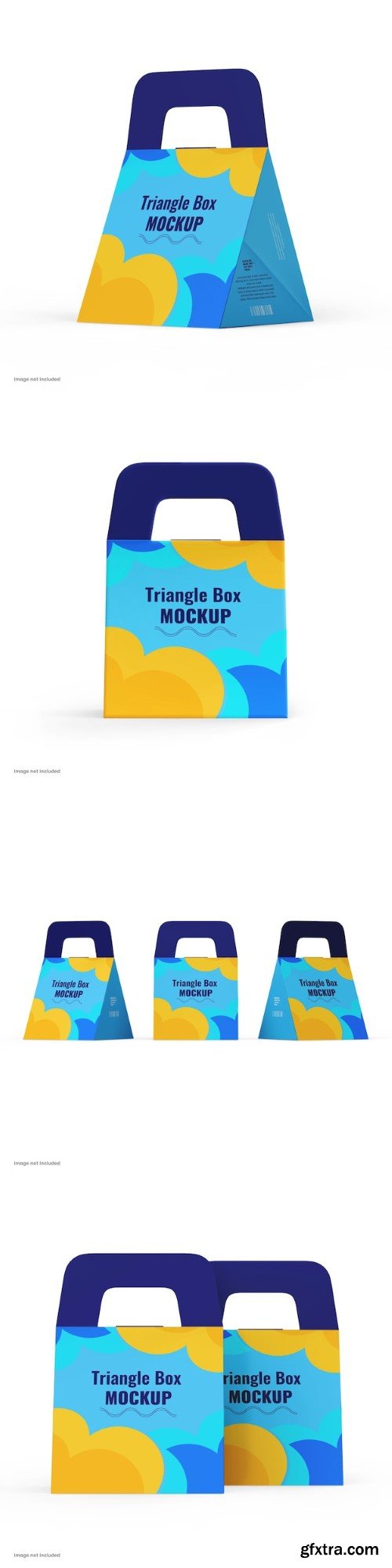 Paper triangle food box packaging psd mockup