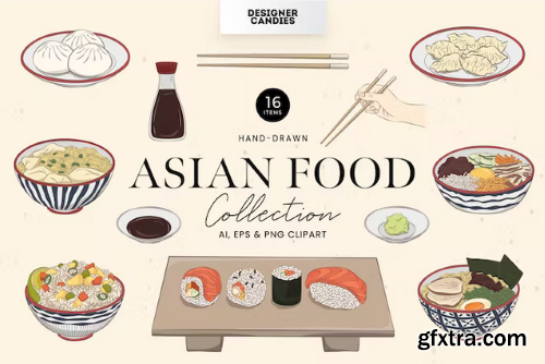 Asian Food Illustrations Q66S9A9