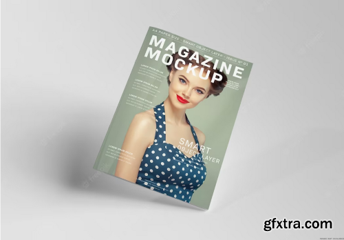 Magazine cover floating on concrete background mockup