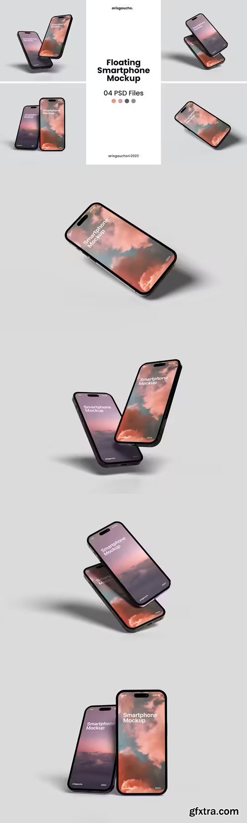 Floating smartphone mockup