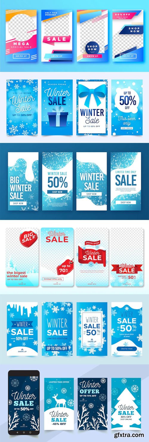 40+ Winter Sales Instagram Stories Vector Design Templates