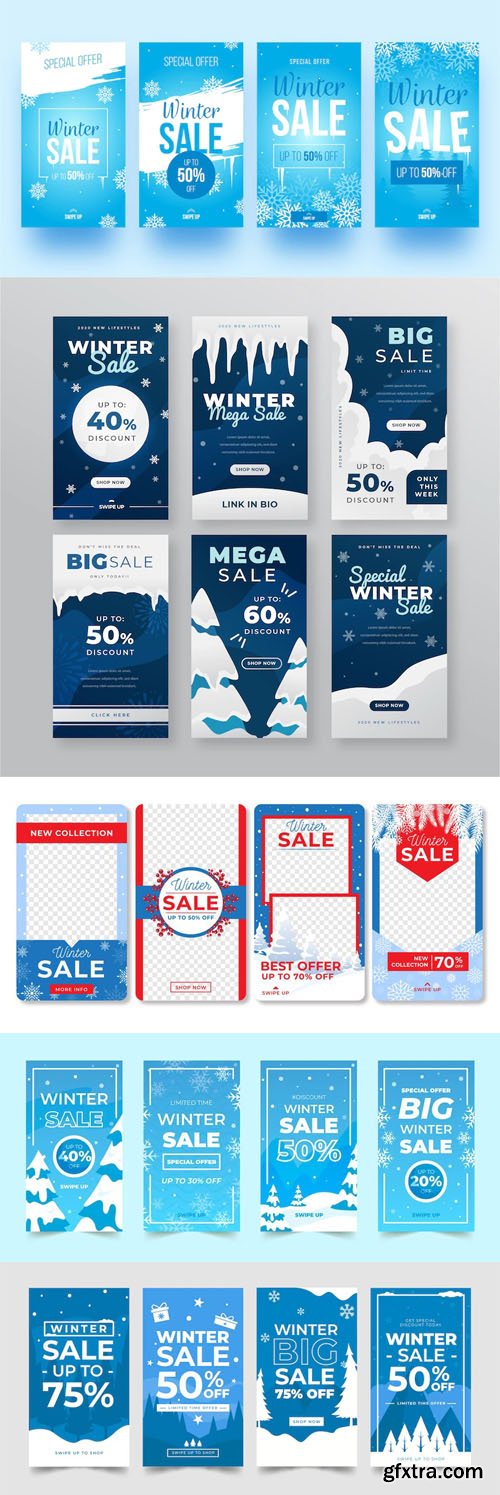 40+ Winter Sales Instagram Stories Vector Design Templates