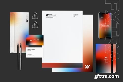 Corporate stationery set mockup psd in gradient modern style