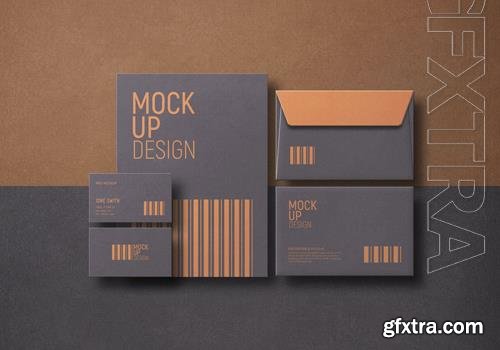 PSD stationery mockup orange and brown design