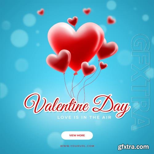 Valentines day holiday square psd banner template