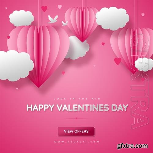 PSD valentines day holiday square banner template