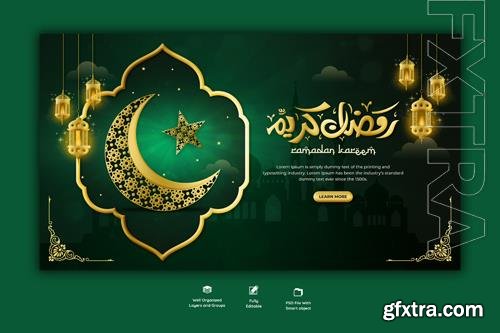 PSD ramadan kareem traditional islamic festival religious web banner vol 2