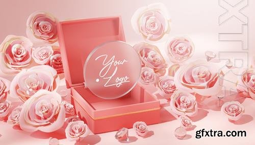 PSD diamond wedding valentine concept template 3d render