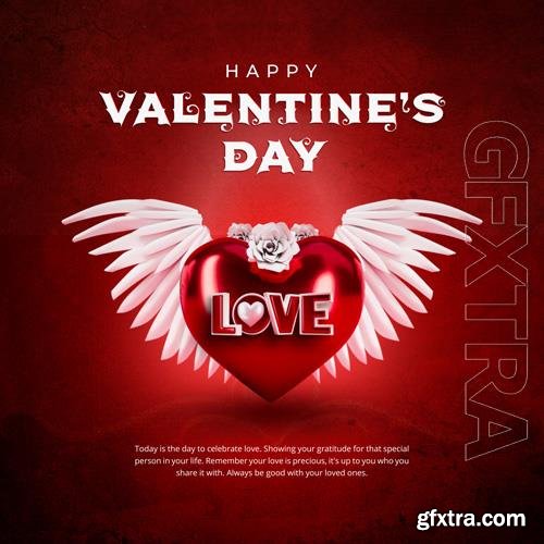 PSD happy valentine's day banner design template