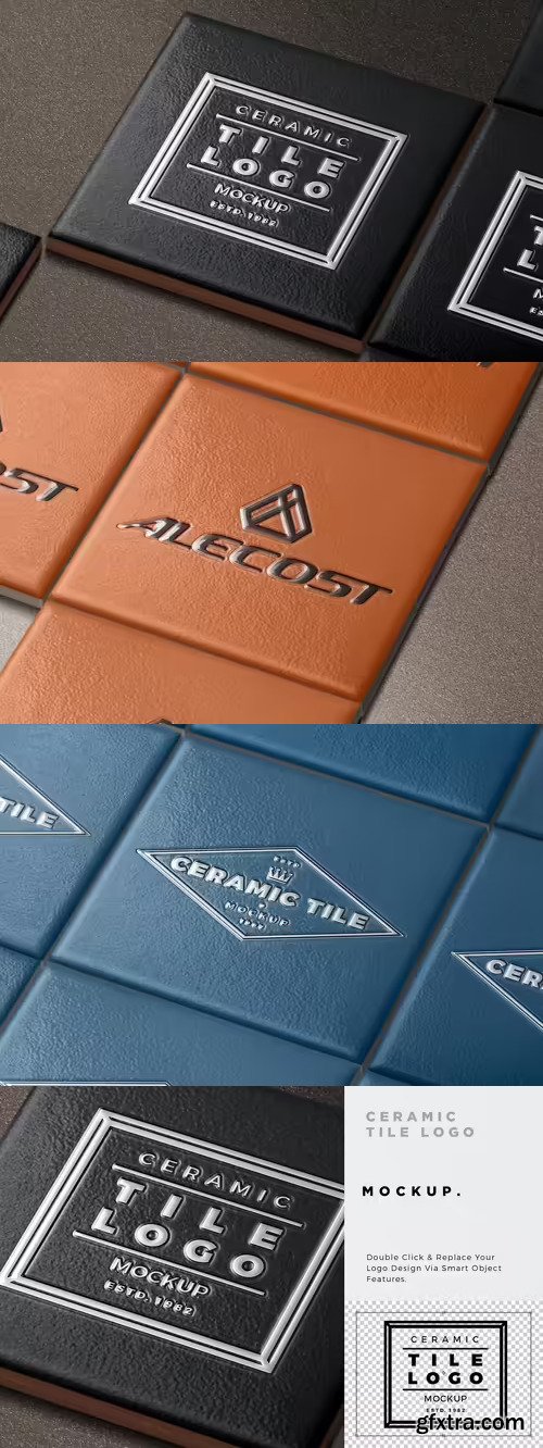 Embossed Logo On Ceramic Tile Mockup