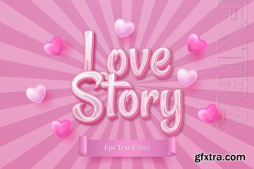 Love story, happy valentines day gift card with pink text effect style