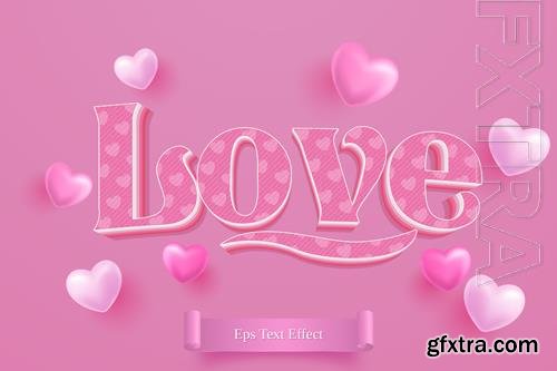 Love, happy valentines day gift card with pink text effect style