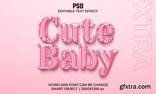 PSD cute baby pink color 3d editable text effect premium psd with background