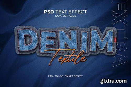 Text effect denim textile