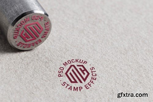 Close up on metal stamp effect mockup