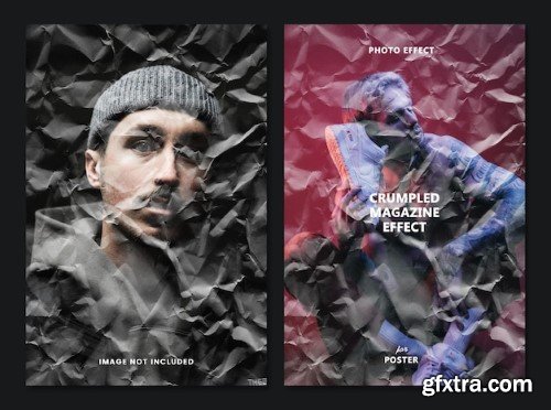 Crumpled magazine photo effect design