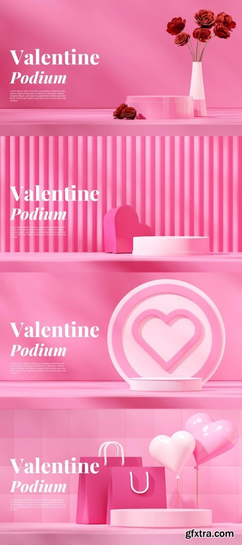 Valentine day template mockup white round podium