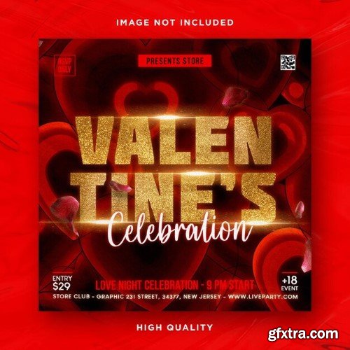 Valentines night party celebration flyer template design