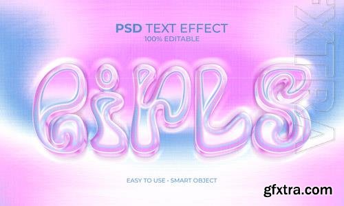 PSD girls pink chrome text effect