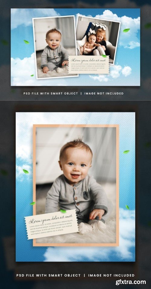 Cute baby photo frame mockup