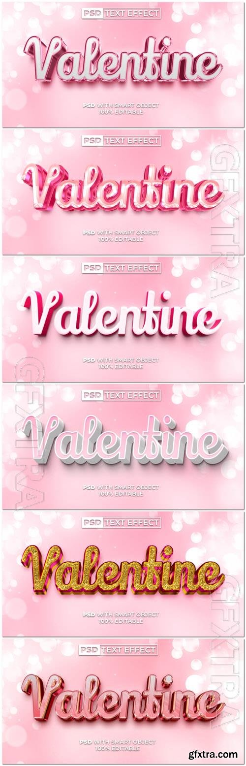 PSD valentine 3d editable text effect