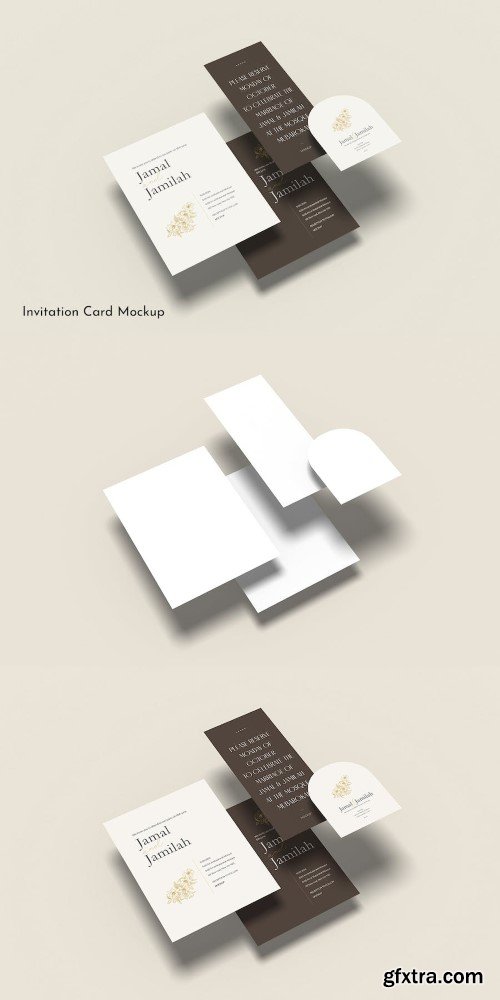 Floating Invitation Card Mockup