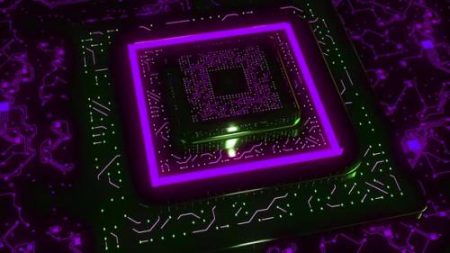 Videohive - Animation with Large 3D Computer Chip - 42983499 - 42983499