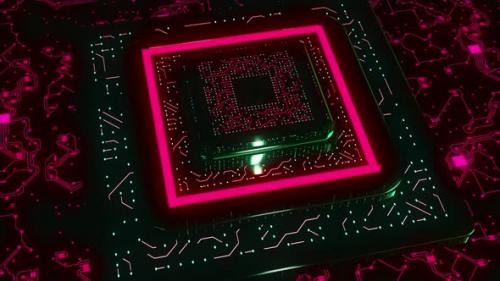 Videohive - 3D Chip with Neon Lines - 42983522 - 42983522